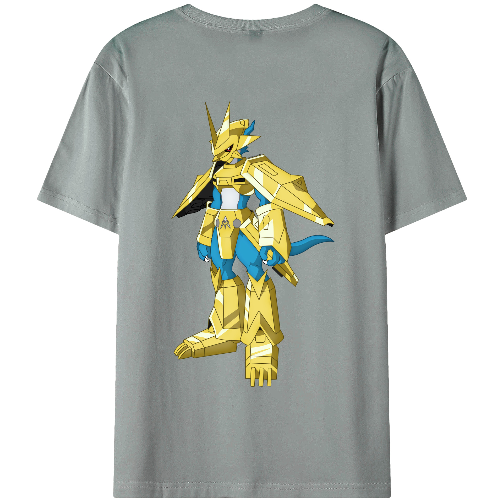 （画像用） Digimon デジタルモンスター/デジモン 綿100％ メンズ半袖Tシャツ（バックプリント） 通気性